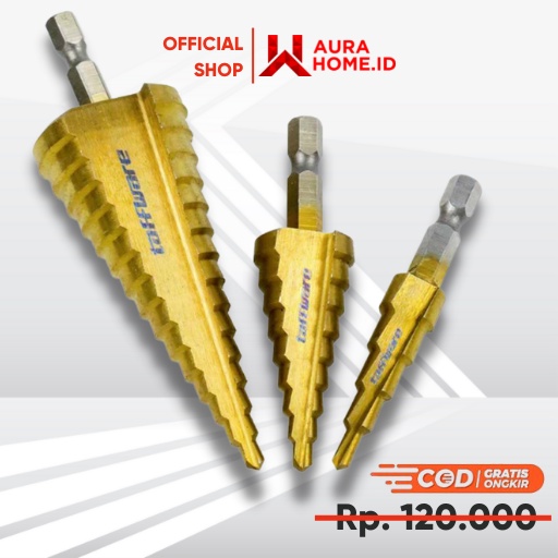 Mata Bor Spiral Titanium Coated 3PCS / Mata Bor Kerucut Pembolong Pelubang Pelobang Lubang Besi Baja