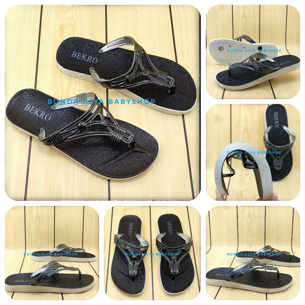 Sandal Wanita Jepit HITAM Size 36 - 40 - Sendal Jepit Perempuan Casual Flat - Sandal Cewek Trendy