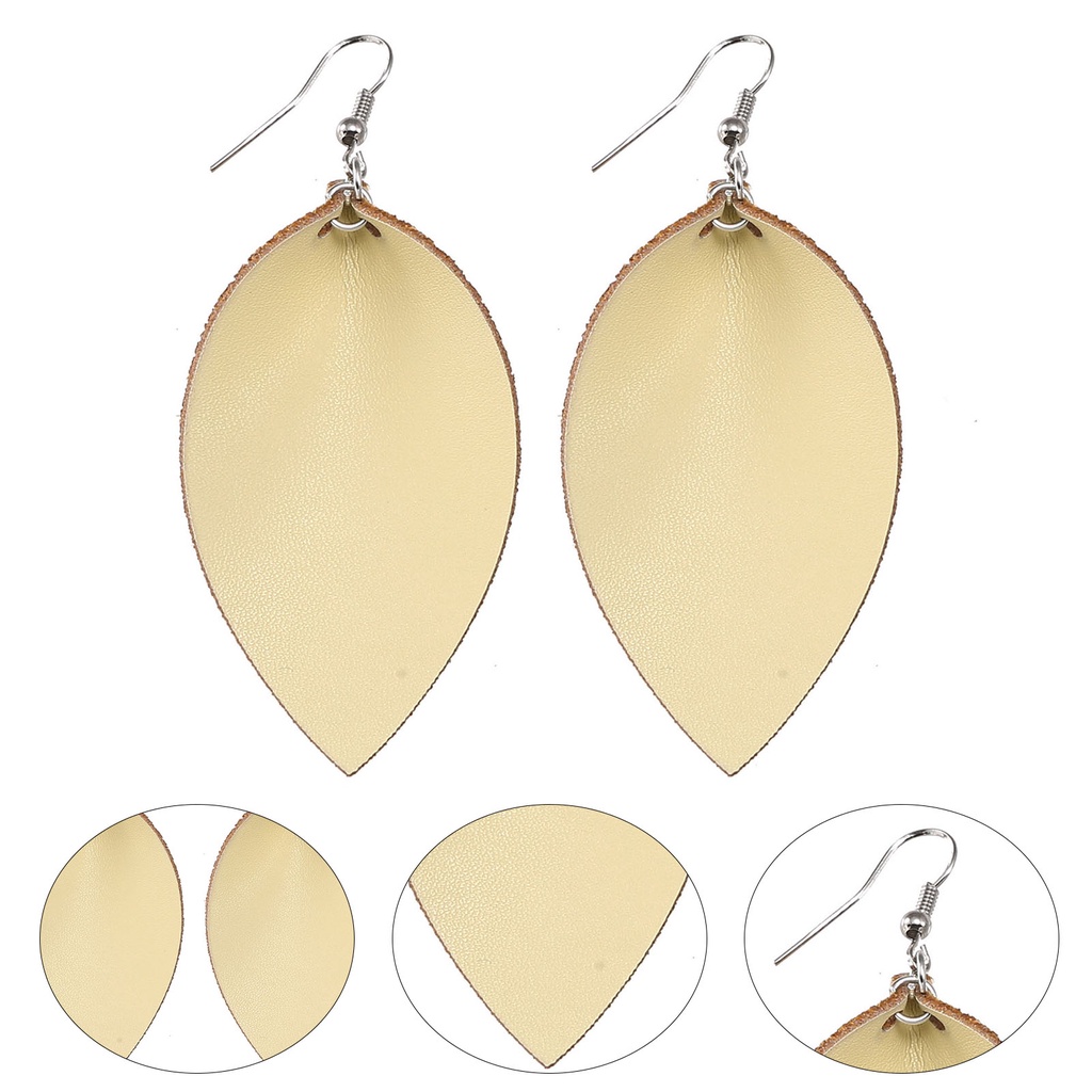 Hu Hu Hu Hu Hu Alat Bantu Pasang Kacamata♡ 1 Pasang Anting Kait Gantung Bentuk Daun Bahan Kulit Imitasi Gaya Etnik Untuk Pernikahan