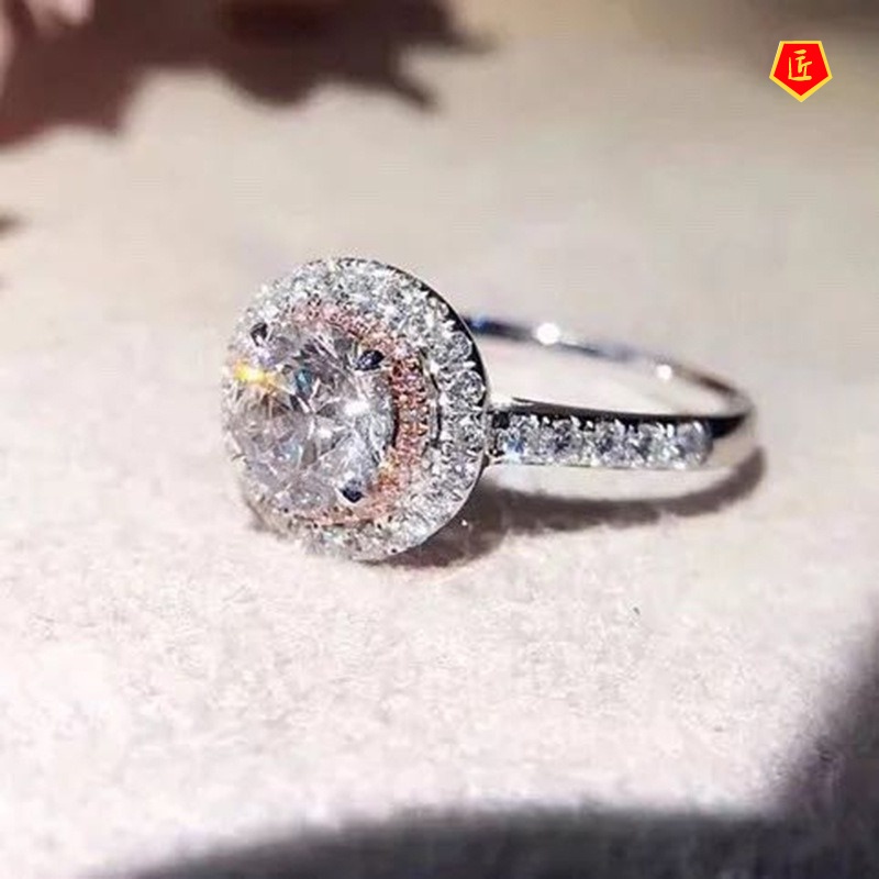 [Ready Stock]Two-Tone Full Diamond Moissanite Open Ring