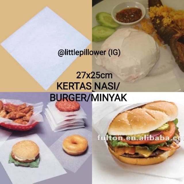 (isi 100lembar - KFC ISI100) Kertas nasi KFC/burger/ kertas minyak/kertas bungkus