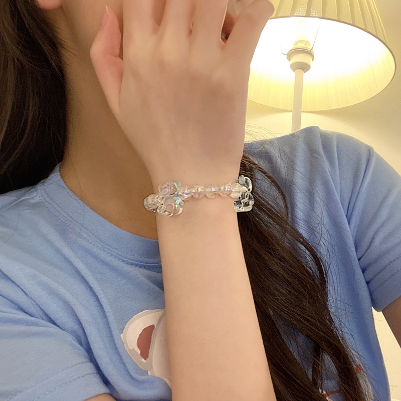 Gelang Kristal Transparan Motif Beruang Untuk Aksesoris