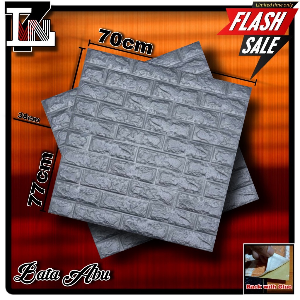 Paket Hemat 10 Lembar Wallpaper 3D Foam Brick. Wall Stiker Dinding Dekorasi Rumah Terbaik.-Bata Silver
