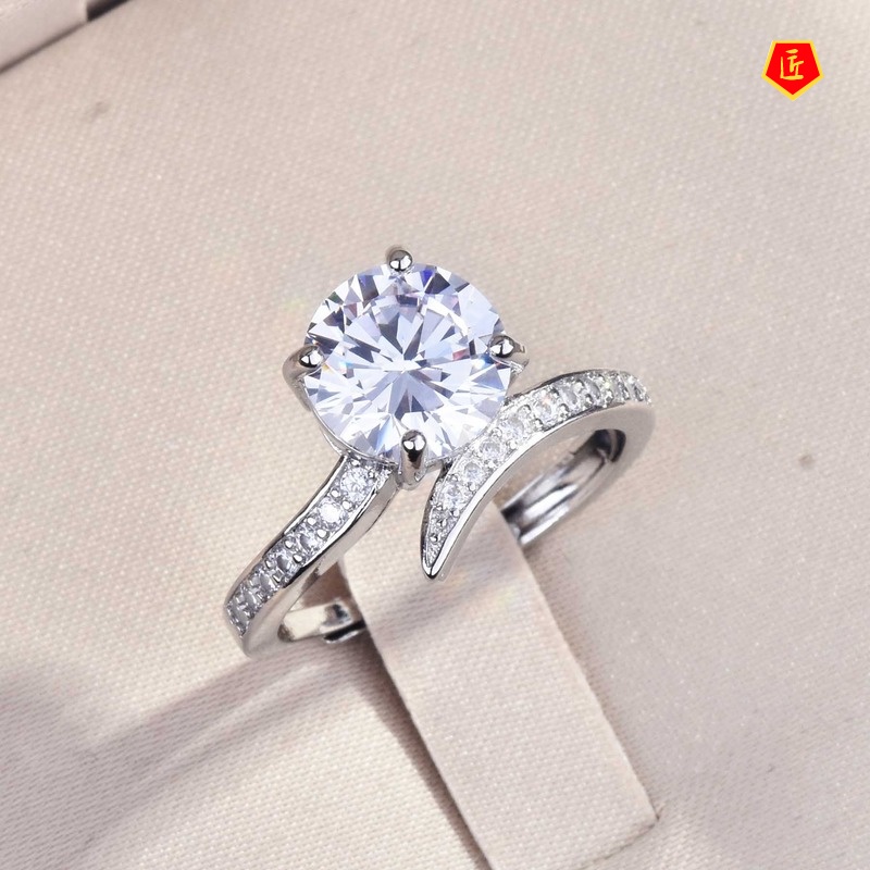 [Ready Stock]Fashion Elegant Pt950 Natural Moissanite Ring