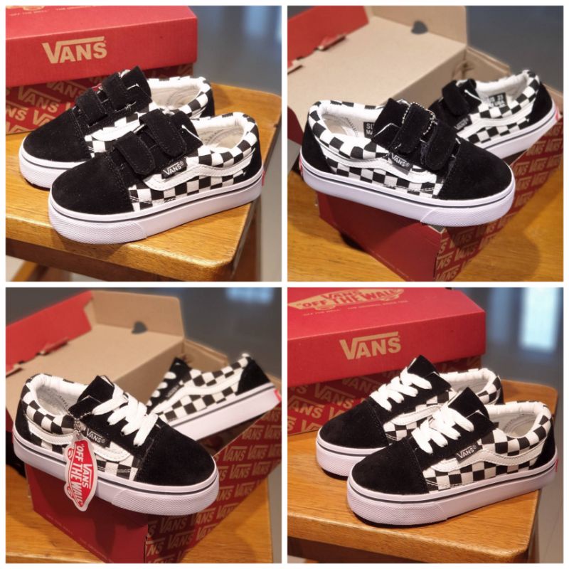 Sepatu Anak Vans Old Skool Kotak Kotak Hitam Putih / Sepatu Anak Laki Laki Kualitas Import