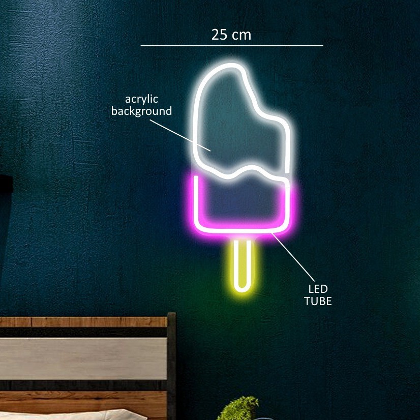 Ice Cream Lampu Neon Led Lampu Neon Flex Lampu Hias Neon Sign Kamar Aesthetic Untuk Dekorasi