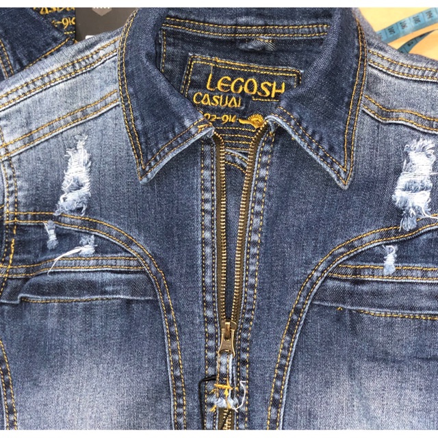 ABDUS07 Jaket Denim Legosh Jeans Ladies Biru Sobek Original