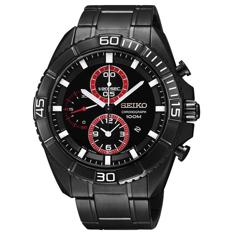 Seiko Criteria SNDF25P1 Quartz Chrono Black IP Bracelet | Jam Pria SNDF25