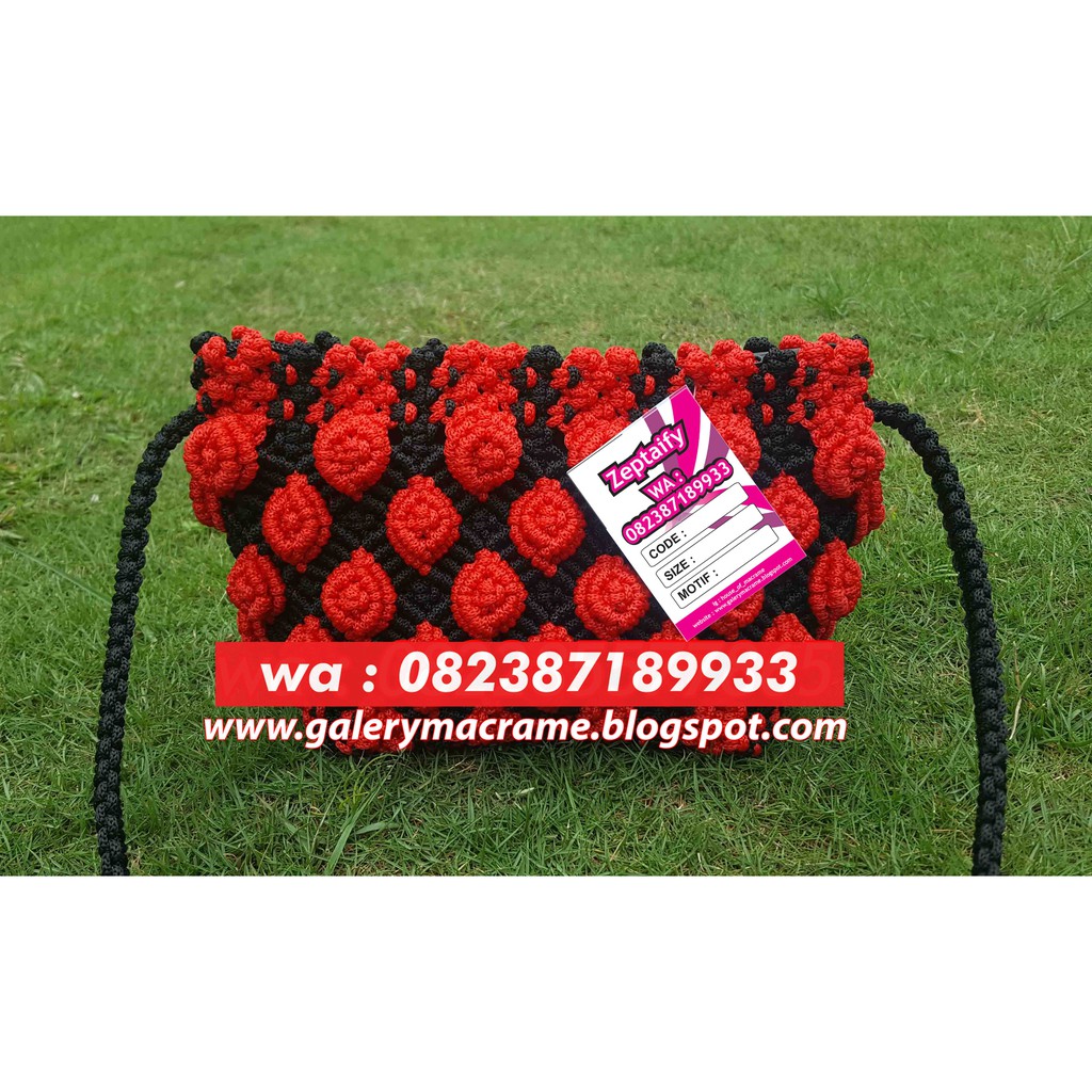 Tas Tali Kur Sling Bag Motif Bunga Mawar timbul