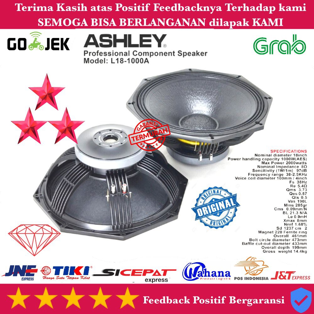 SPEAKER AUDI COMPONENT ASHLEY 18 INCH ORIGINAL L18-1000A