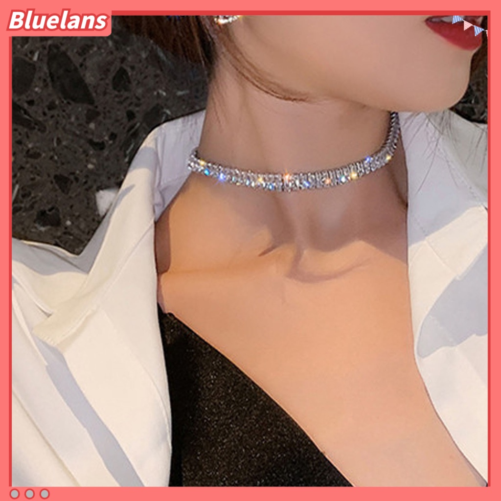 Bluelans Kalung Choker Adjustable Hias Cubic Zirconia Untuk Pernikahan