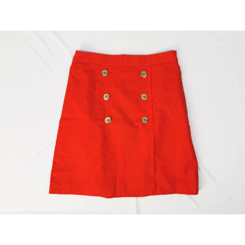 J cr*w bright red linen skirt