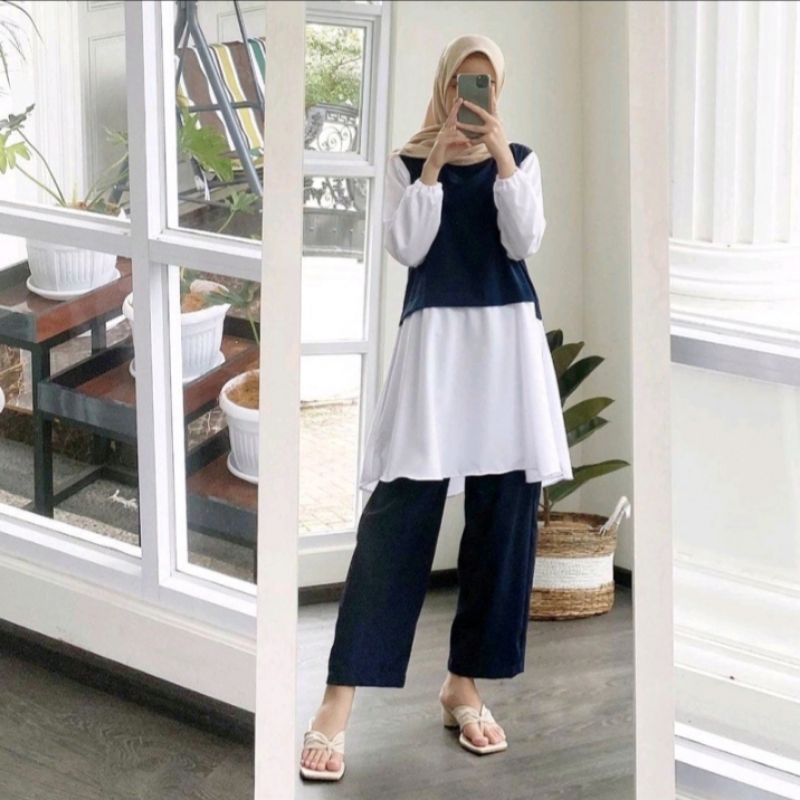 ONE SET KARA TUNIK SETELAN CELANA WANITA REMAJA KONDANGAN MASAKINI-2