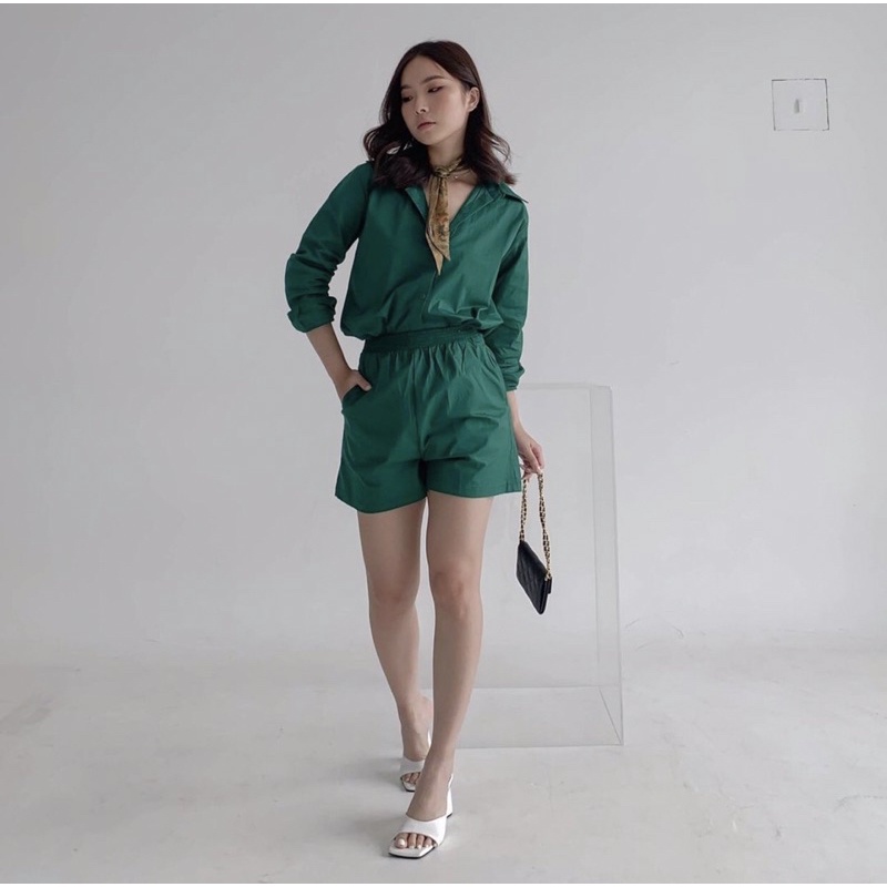 EFANY ONE SET OVERSIZE SHIRT AND SHORTS COLOURFUL PREMIUM KOREA - MENYERAP KERINGAT - SETELAN CELANA PENDEK WANITA WARNA WARNI - KEMEJA ATASAN WANITA BUSUI FRIENDLY - HADIAH / KADO ULTAH WANITA