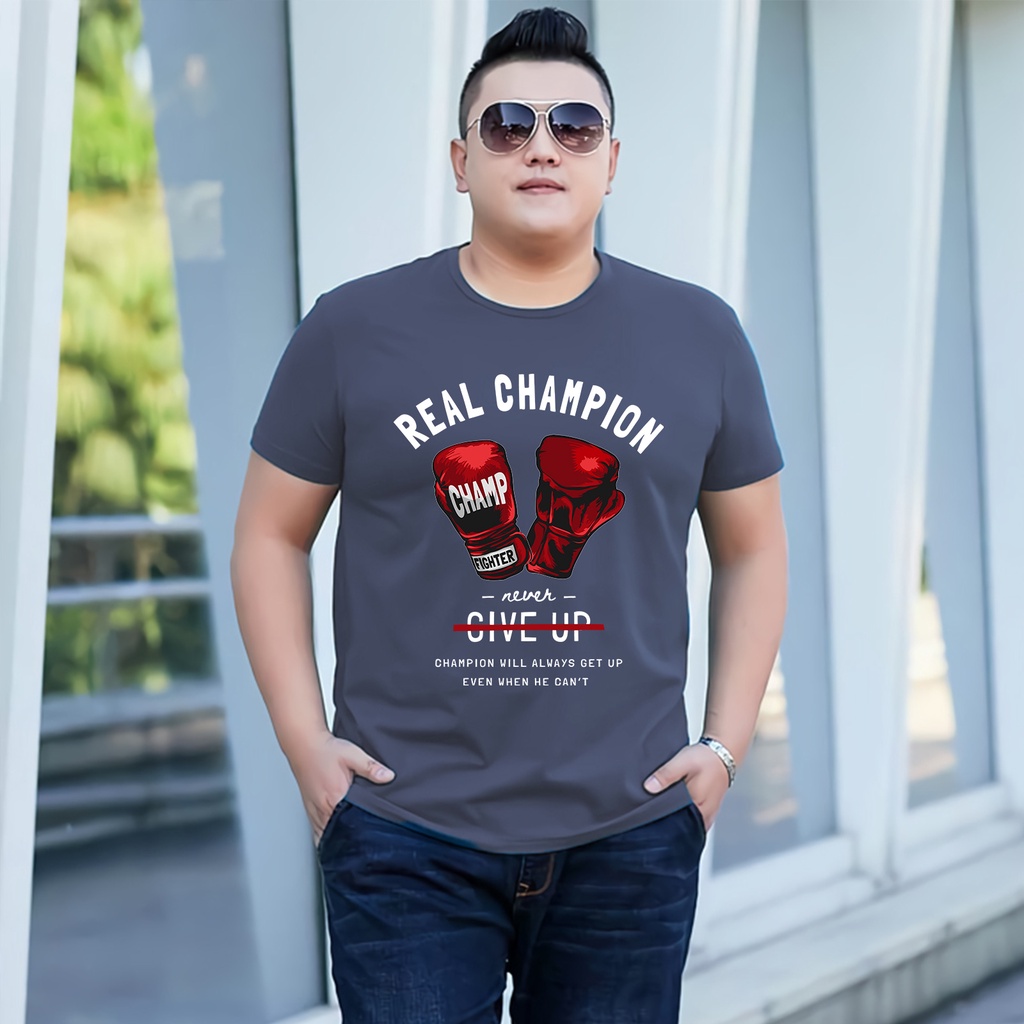 Baju Kaos Pria Jumbo Champion Tshirt Bigsize XL XXL Distro DTF