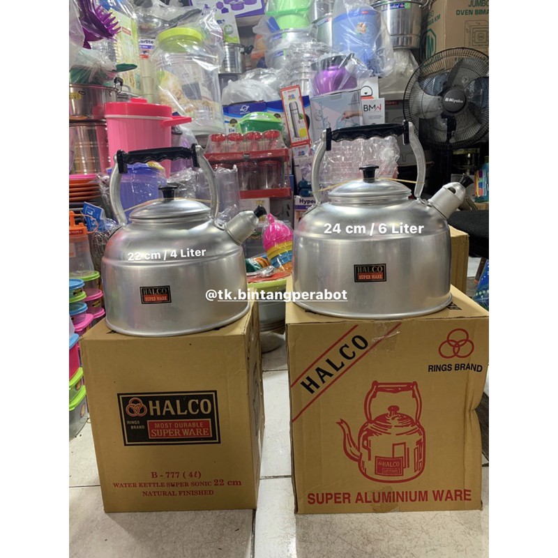 HALCO - Teko Bunyi 4 5 6 Liter / Teko Siul / Teko Ketel Ceret Panci Bunyi Masak Air 22-24 cm ( 4 dan