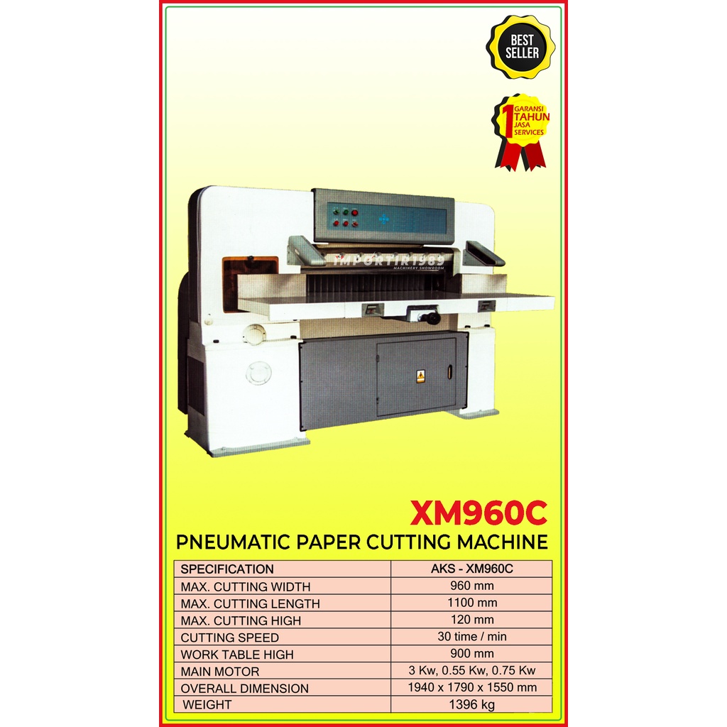 

Mesin Pemotong / Potong Kertas Pneumatic Paper Cutting Machine 96 x 12 cm 3 Kw - XM960C - Importir1989