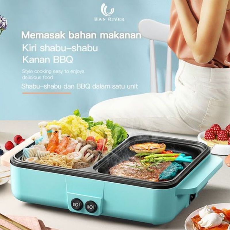 han river electrik gril+shabu/electrik grill n shabu/alat panggang shabu elektrik