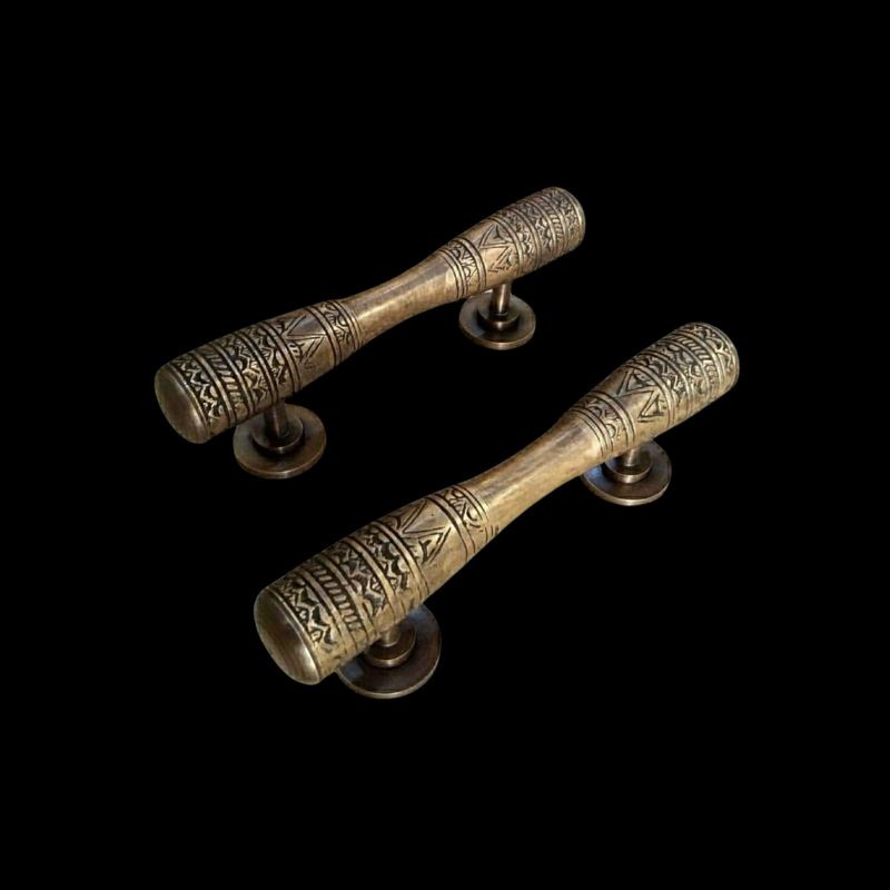 Handle Pintu Kuningan - Gagang Pintu Rumah Kuningan Antik Motif Egypt Kecil