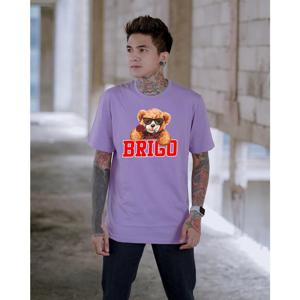 Kaos Distro BRIGO Beruang Bunga || BRIGO Kaos Lengan Pendek Bear Flower || Kaos Katun Combed M-XL ( Pria &amp; Wanita )