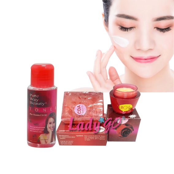 Paket Cream Rose + Sabun Wajah Plus Toner Original BPOM // Krim rose paket Pembersih dan Pencerah wajah glowing