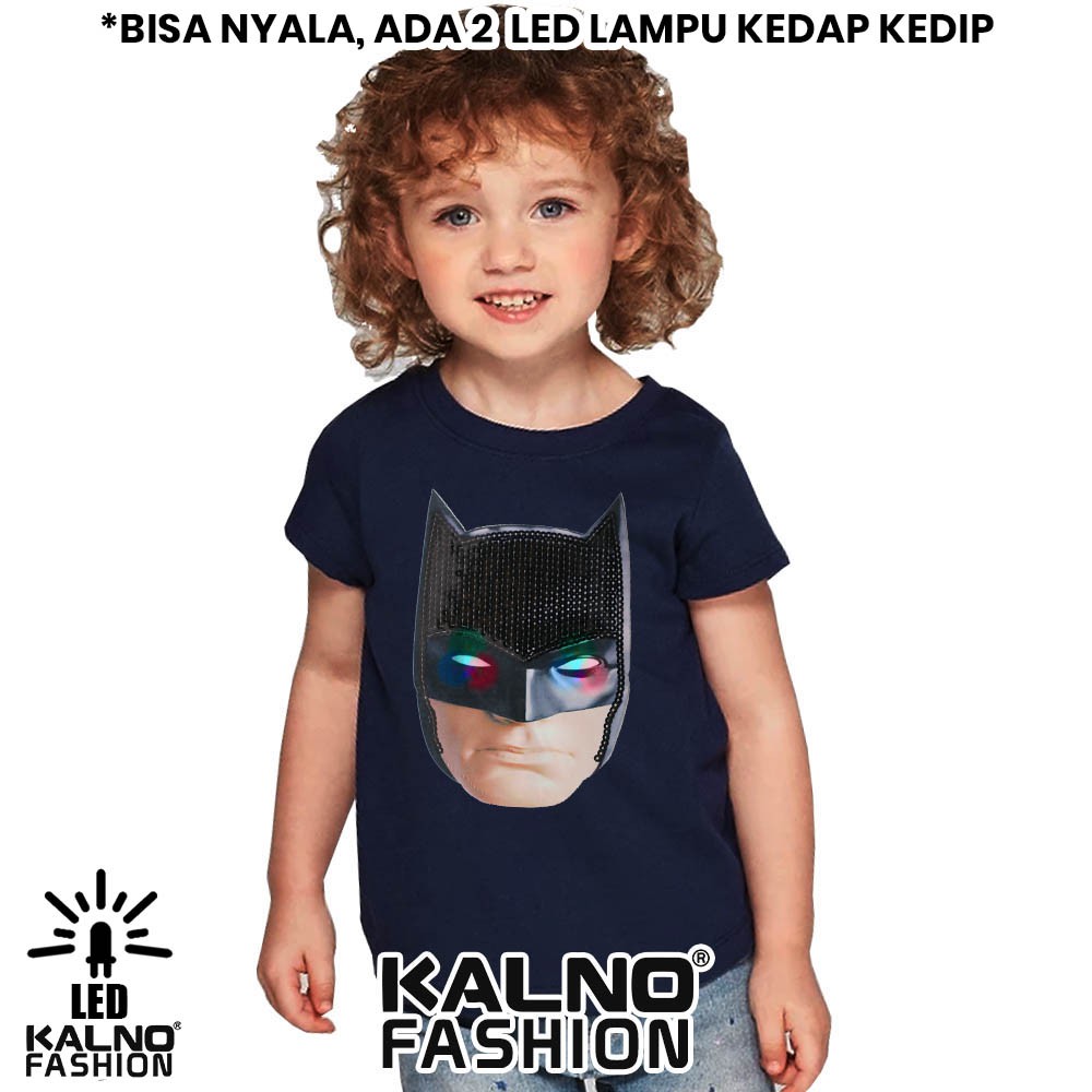 kaos baju anak BTMAN MUKA BISA NYALA 2 LED bisa nyala umur 1 - 7 tahun KAOS LED  KAOS NYALA