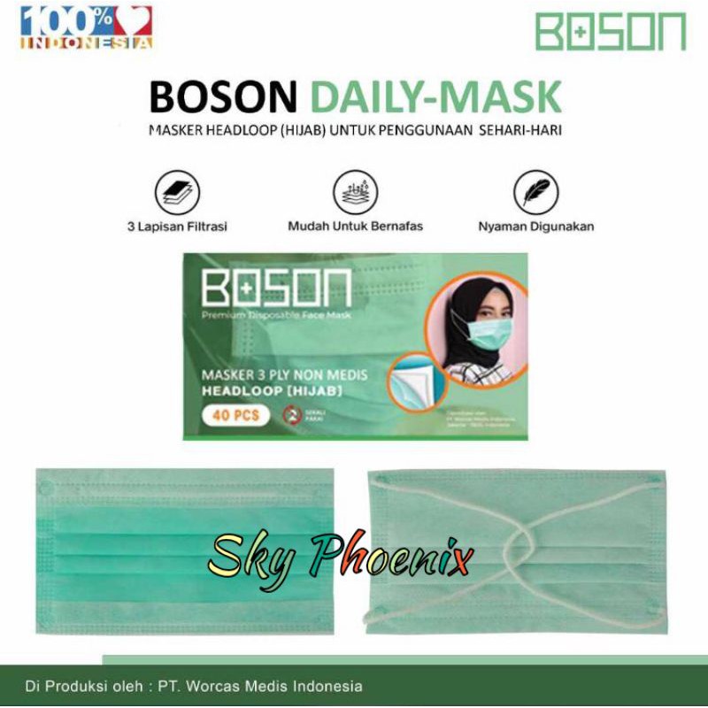 BOSON  Masker Hijab Headloop 3 Ply - Disposable Daily Maks