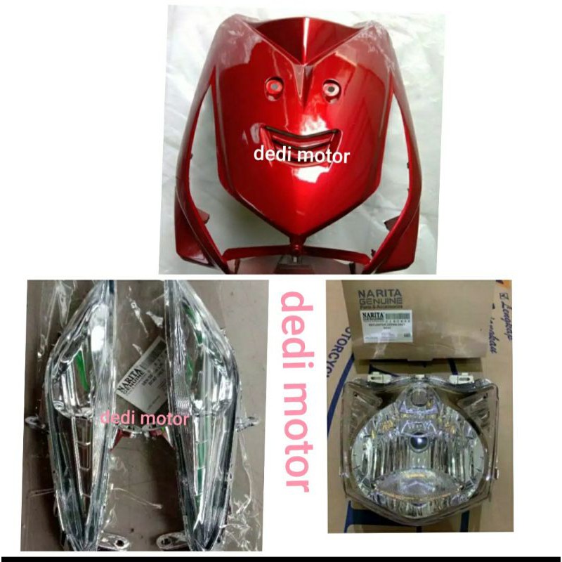 tamemg depan beat karbu merah + sen depan beat karbu + refektor depan beat karbu