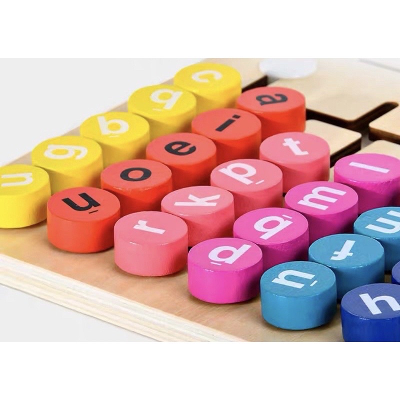 wooden spelling alphabeth maze game match words mainan eja huruf