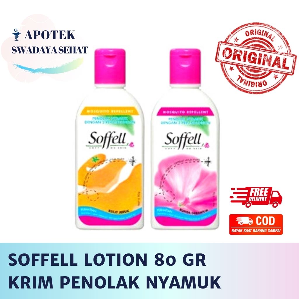 SOFFELL Lotion Wangi Bunga Geranium &amp; Kulit Jeruk 80gr - Krim Penolak Anti Nyamuk Soffel Sofel