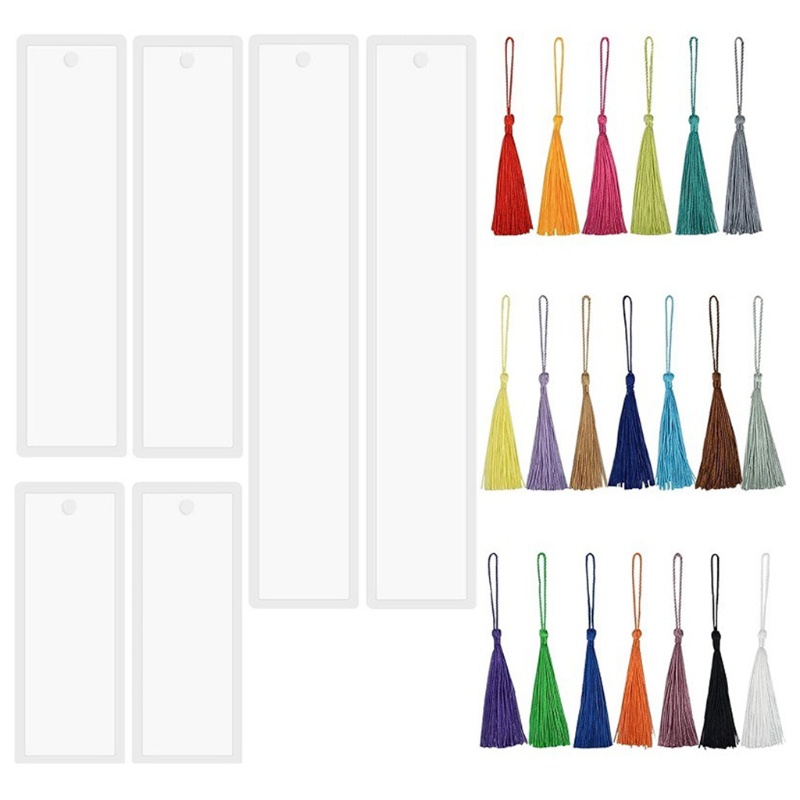 SIY  Bookmark Resin Mould Set Include Rectangle Bookmark Silicone  Jewelry Mould with Colorful Tassels for Bookmark Making