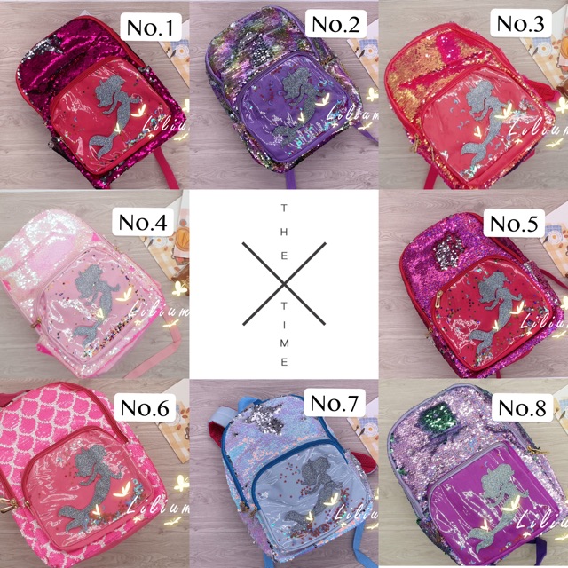 Tas Ransel Sequin Mermaid TRU035 backpack tas punggung anak perempuan sd