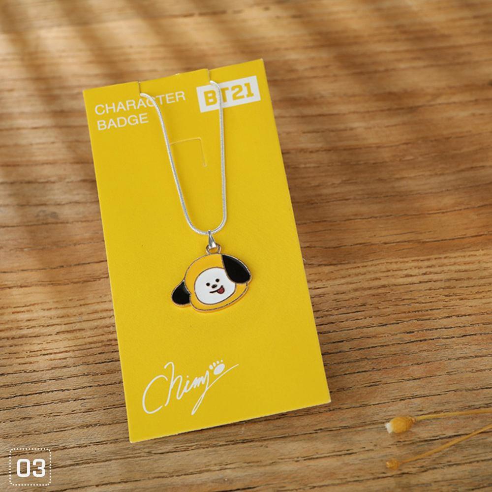 Timekey Kalung Rantai Metal Panjang Wanita Liontin Kartun KPOP BT21 BTS TATA COOKY CHIMMY M2U5