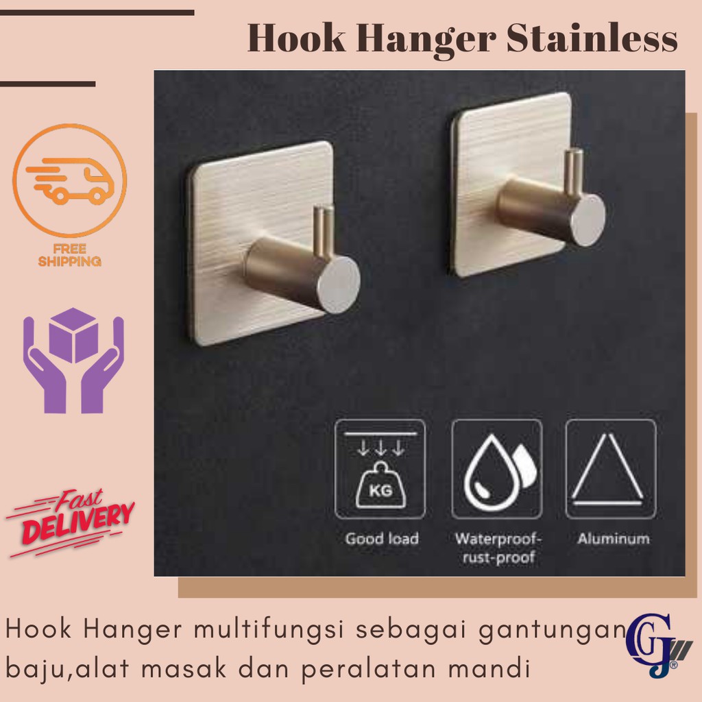 Gantungan Dinding Tempel Kapstok Single Capstok Hook Hanger Stainless Steel Multifungsi