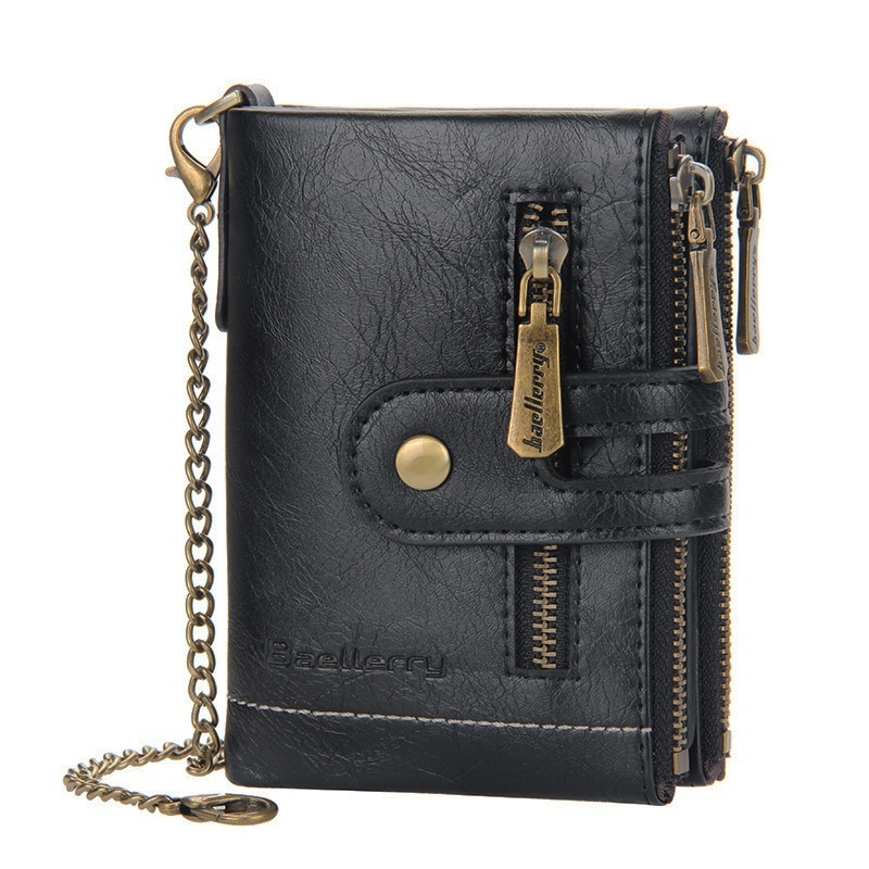 DOMPET LIPAT RANTAI WANITA KECIL BAELLERRY ORIGINAL KULIT WA483B5 SEOUL HITAM IMPORT KOREA PREMIUM SLOT KARTU UANG RESLETING KOIN BATAM BRANDED CEWEK MURAH REMAJA KEKINIAN SIMPLE TIPIS