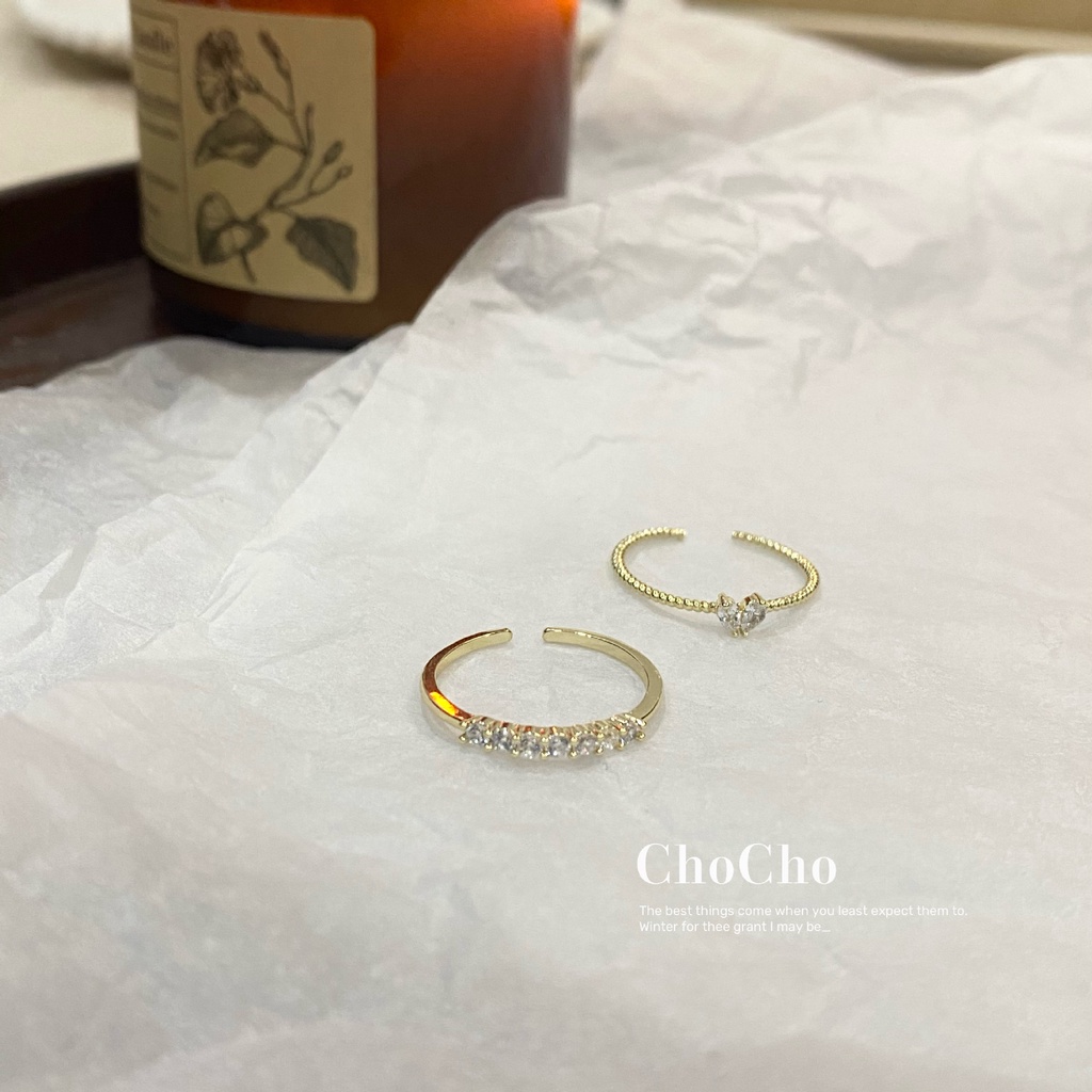 2pcs / Set Cincin Lapis Emas 14K Bentuk Hati Aksen Berlian Cubic Zirconia Untuk Wanita