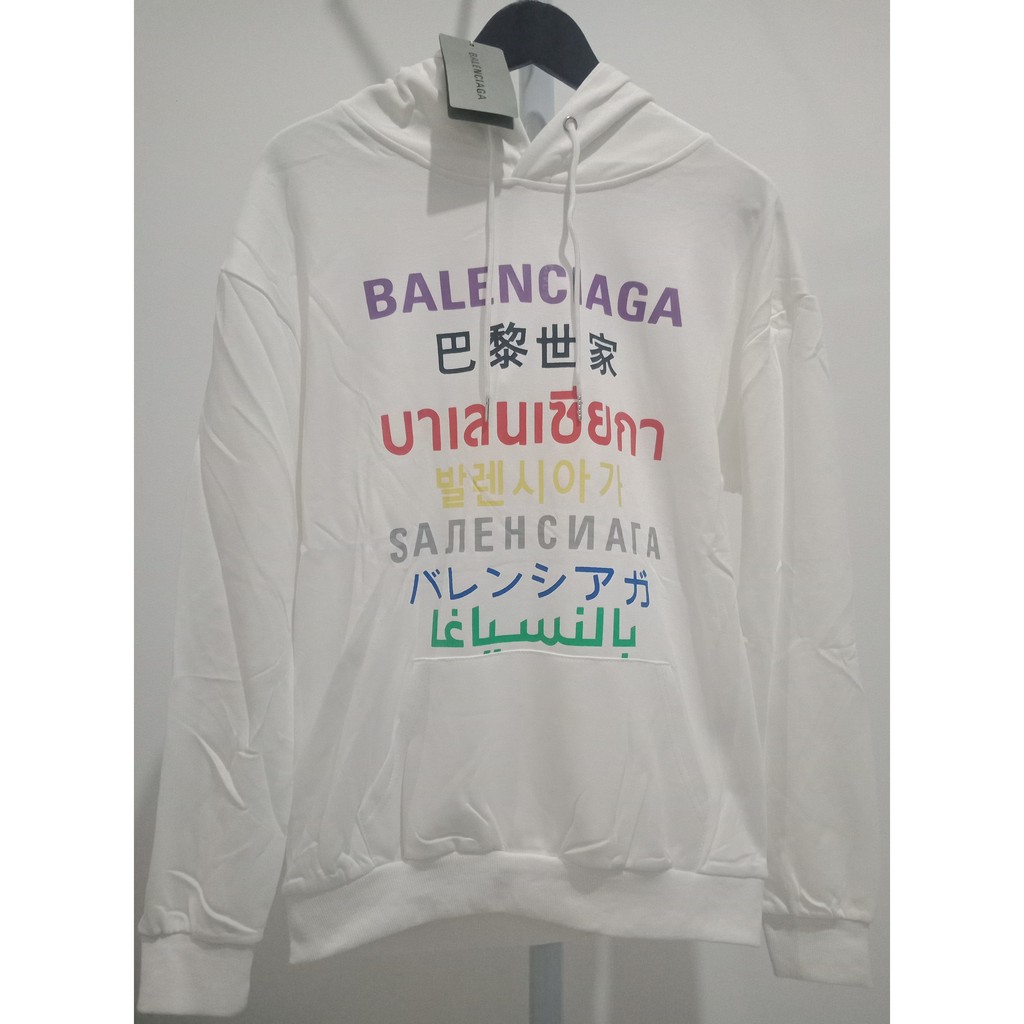 SWEATER HOODI BALENCIAGA PUTIH PREMIUM ( TAG LABEL )