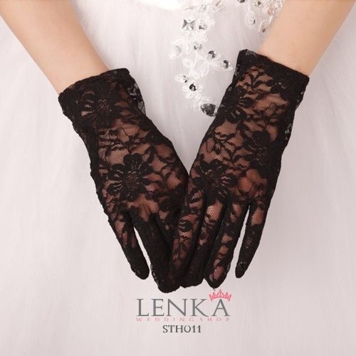 [PRODUK TERLARIS]  AKSESORIS SARUNG TANGAN HITAM WANITA WEDDING PESTA LACE STH011