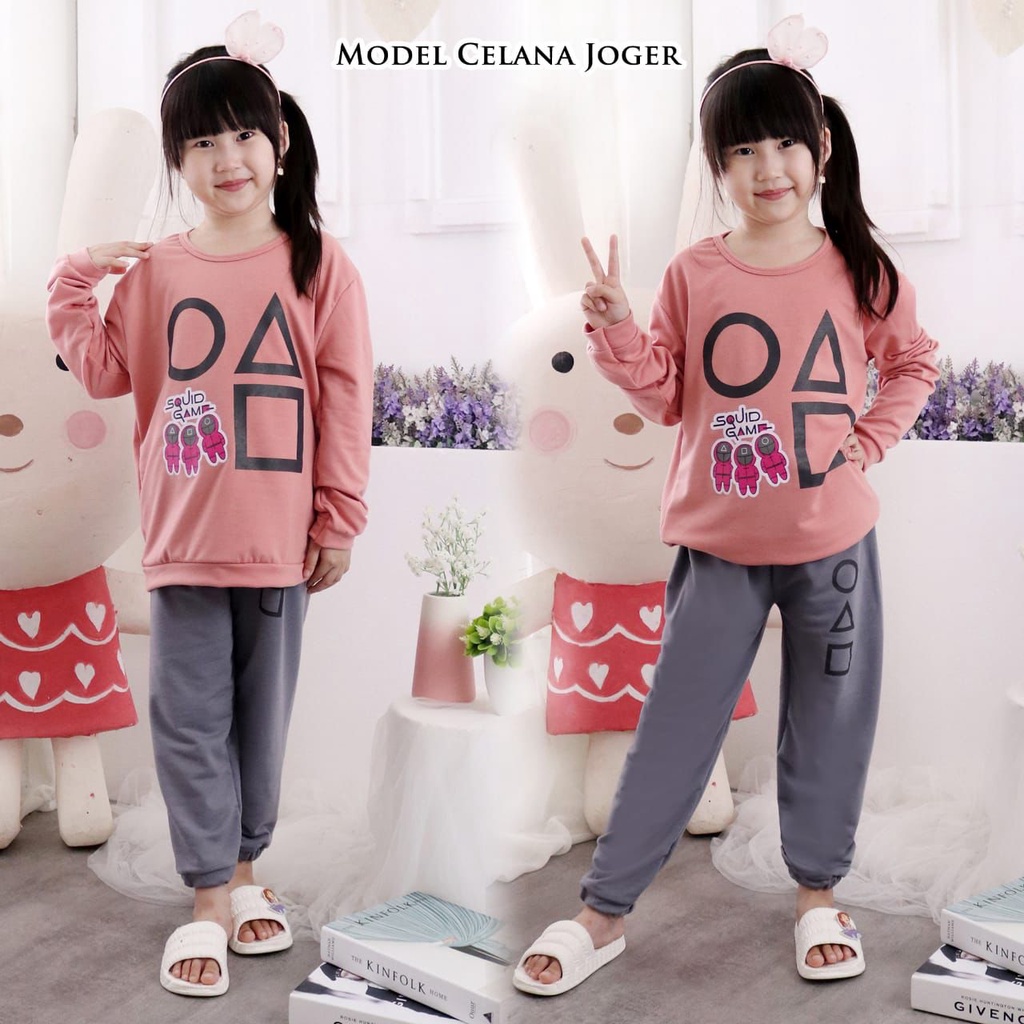 Hokah baju tidur anak set squid game JOGER / set anak SQUID GAME / baju tidur anak cewek boneka squi