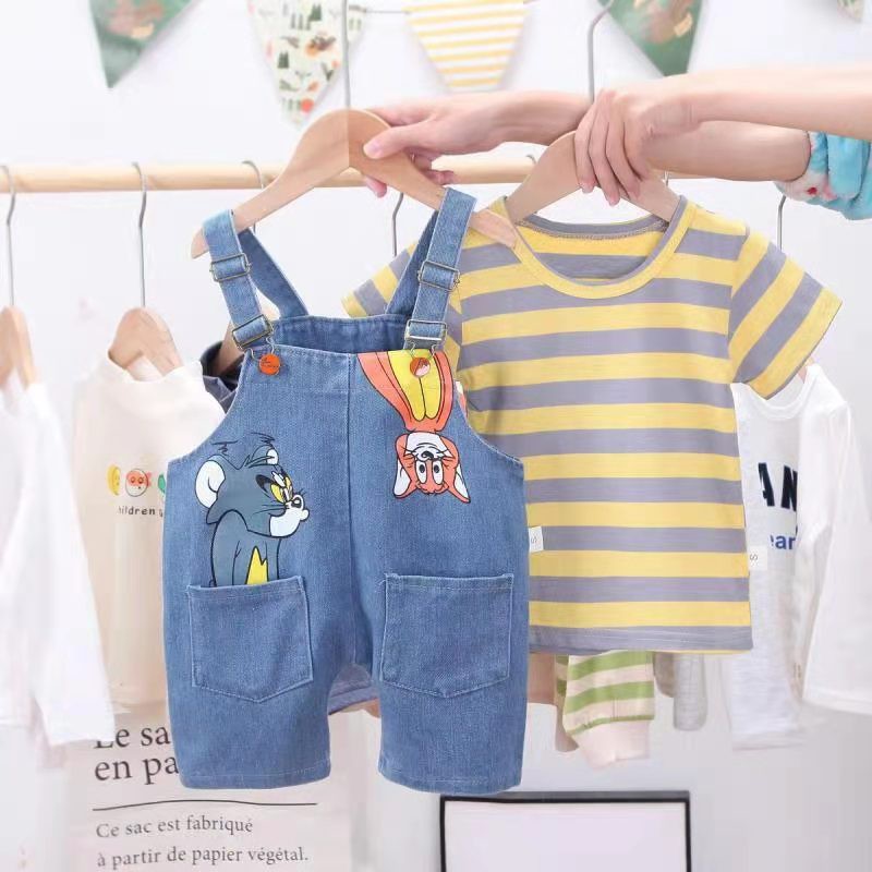 Pakaian anak Jumpsuit Jeans Laki-Laki motif Tom & Jerry import-1
