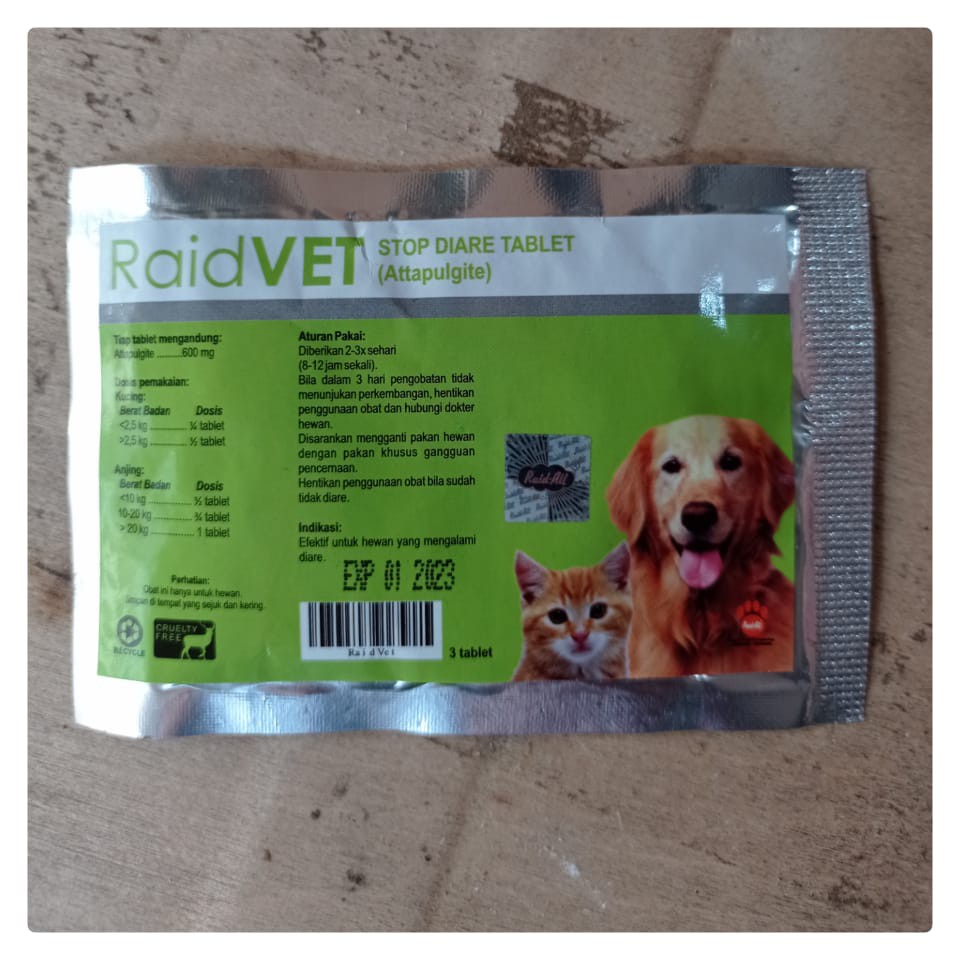 Raid Vet obat diare tablet kucing anjing raid all