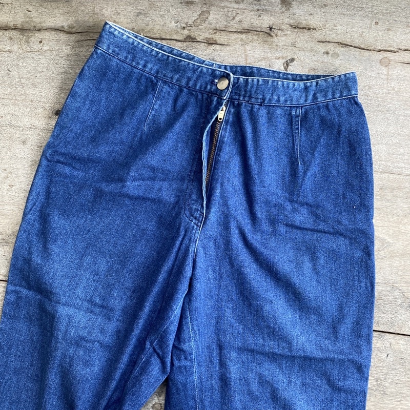 [new jeans ] Celana Jin Kulot Denim Aeroblu Original Branded size L Organic warna biru gradasi blue 