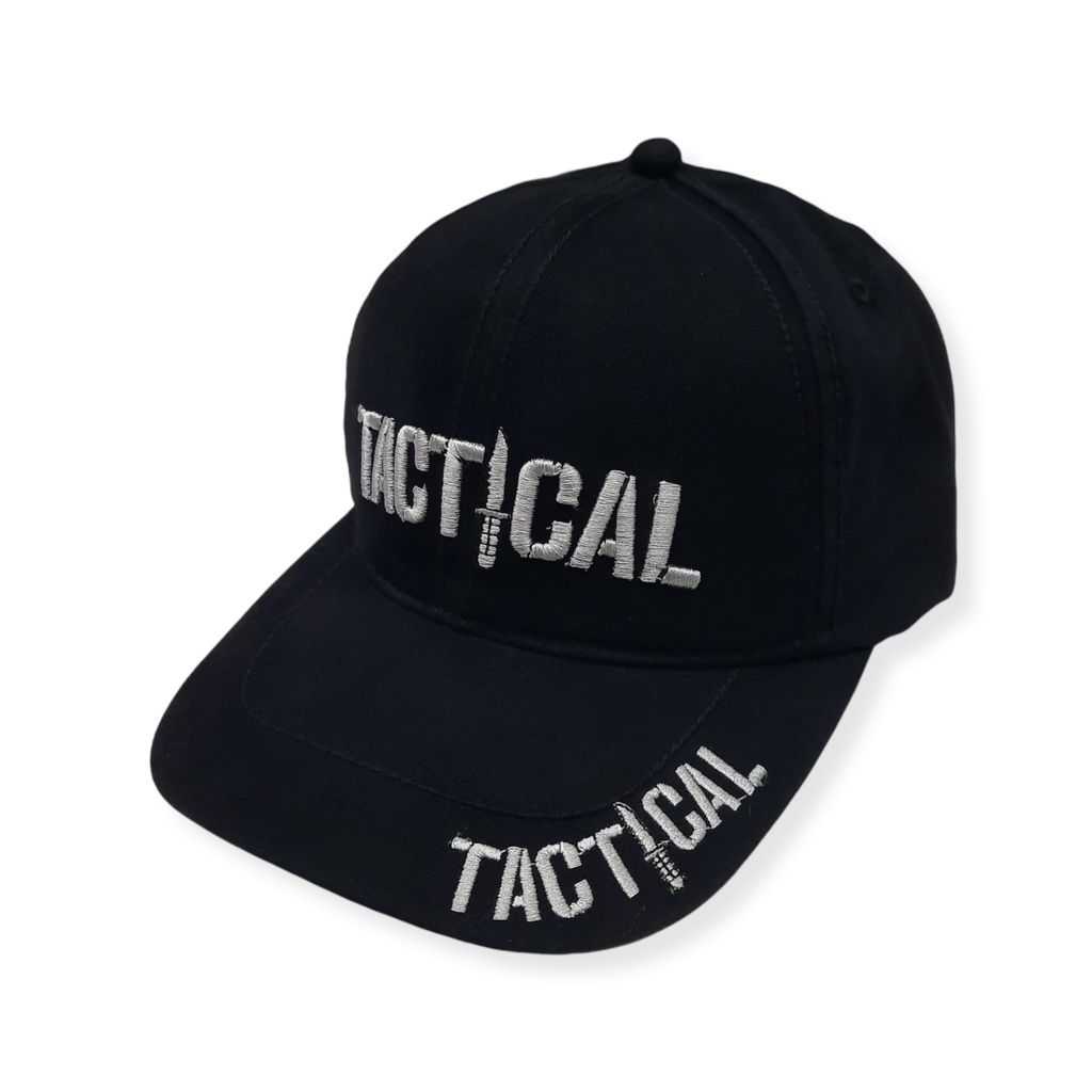 Topi tactical hitam canvas bordir timbul