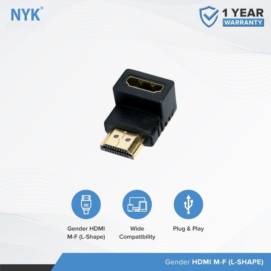 Sambungan (Gender) HDMI M-F Siku NYK / Converter Gender HDMI M/F NYK