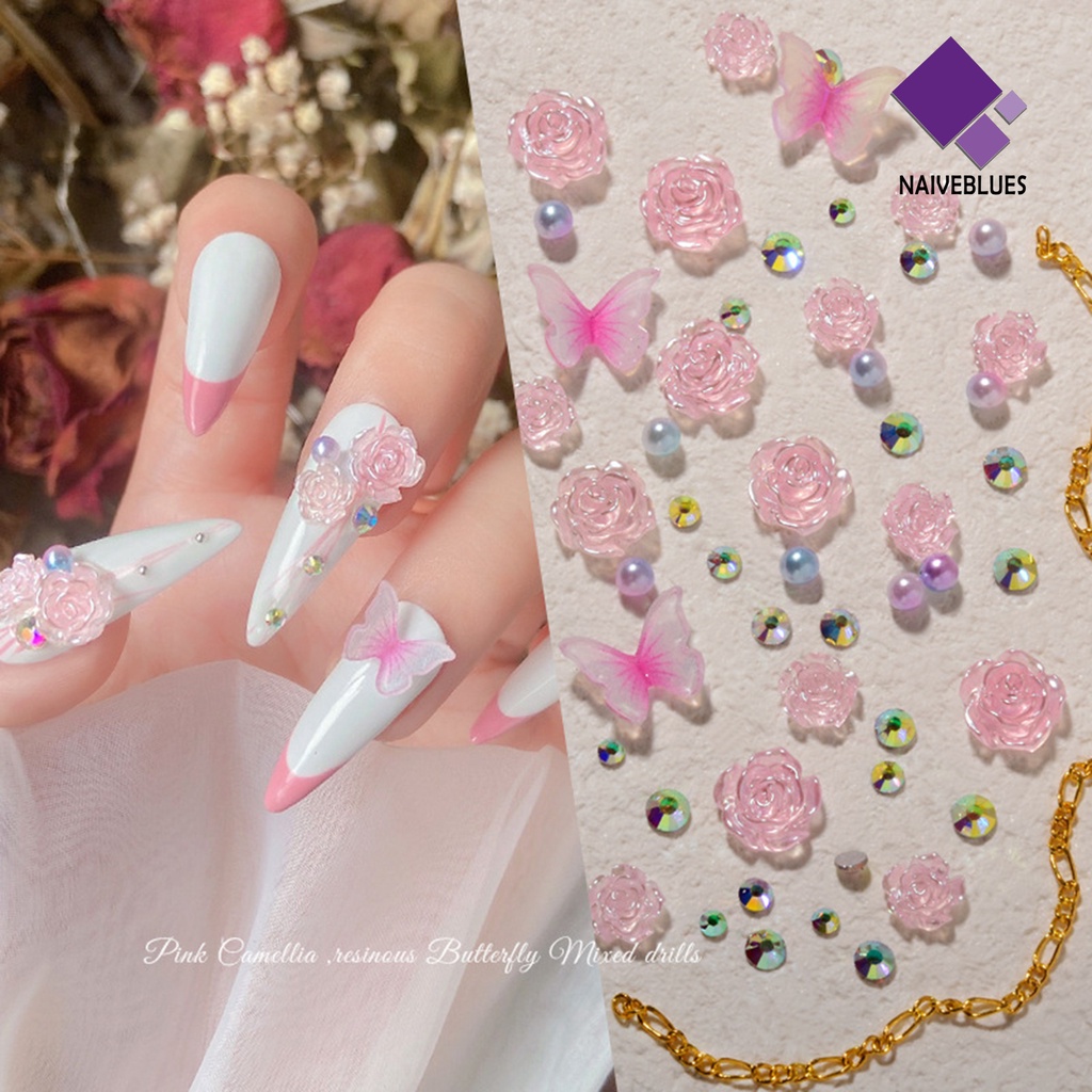 Naiveblue 1 Kotak Stiker Nail Art Motif Bunga Kamelia Tahan Lama