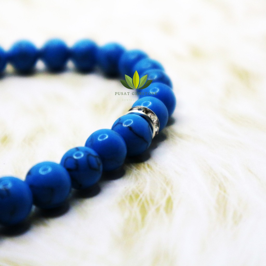 Tasbih Batu Pirus Biru 33 Butir Natural