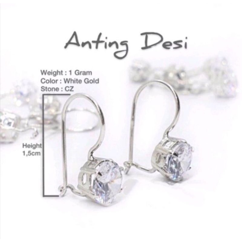 Anting Desi TITANIUM permata simple Gold anti karat & anti luntur-3