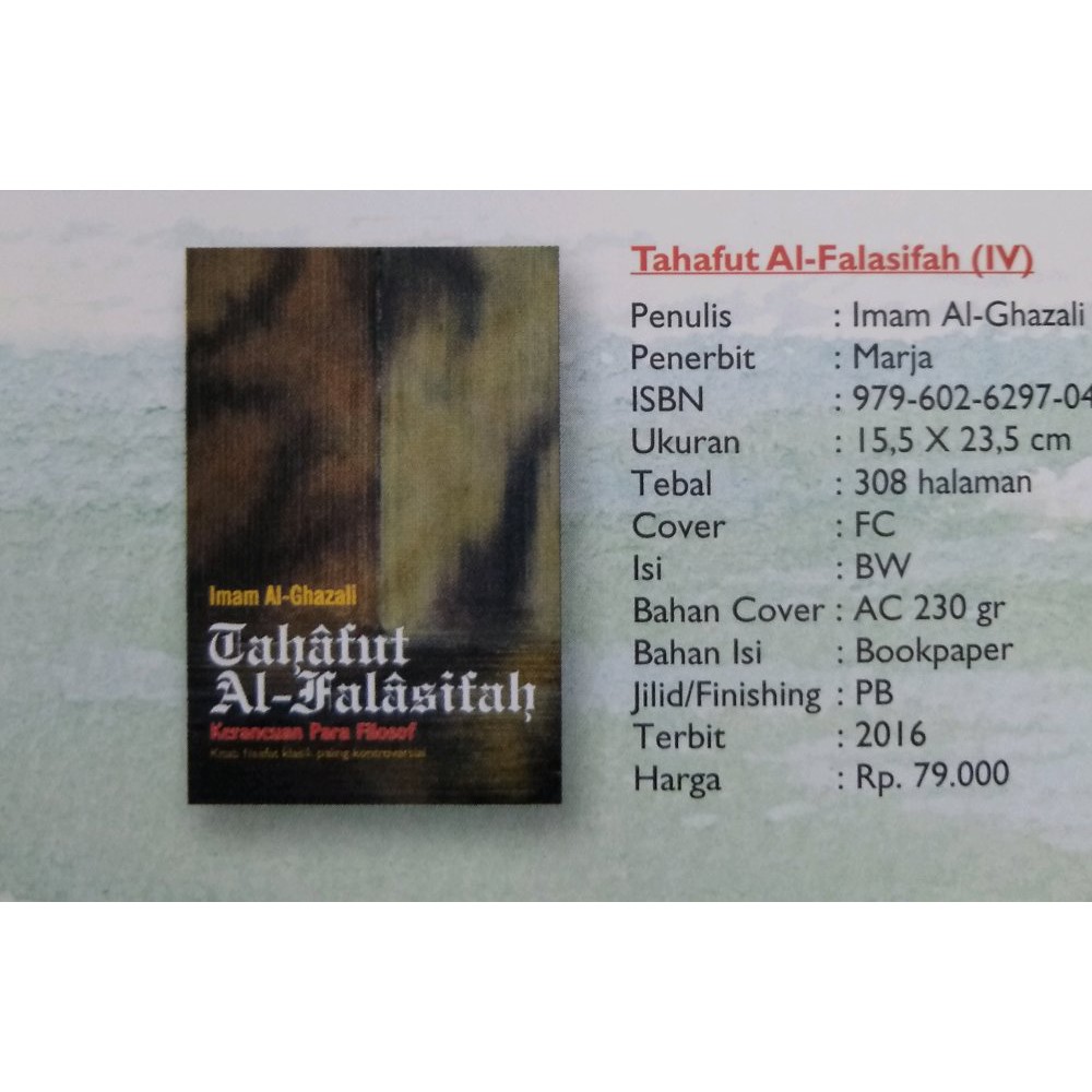 Lihat Detail Tahafut Al falasifah   Marja   ORIGINAL t erbatas