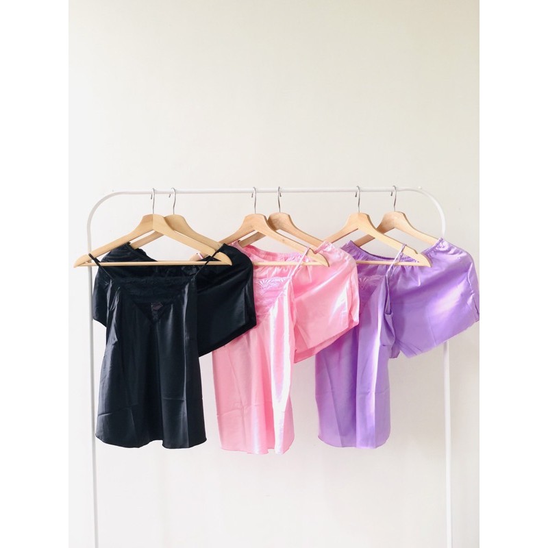 COD SEILLA PIYAMA SET (satin piyama,pajamas,sleepwear,baju tidur wanita,lingerie,tanktop pant)