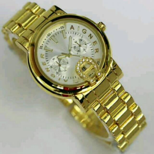 Jam Tangan Wanita Elegant Exclusive Aigner Bari Princess Premium Watch Gold